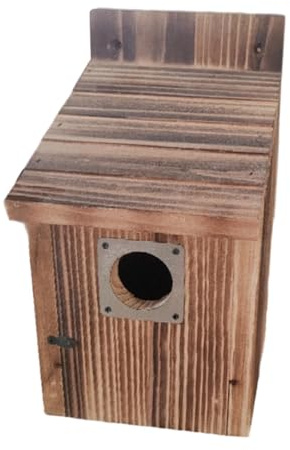 Fenteer Casa para Pájaros de Madera Nido Exterior Colgante Refugio Metálico Impermeable Limpieza Práctica para Pájaros Silvestres Jardín Patio Valla 15cmx15cm