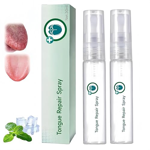 GlosShield Zungenspray, Mundpflegespray für die Zungenreparatur, erfrischt Ihren Atem bei weißer Zunge, trockenem Mund und Mundgeruch, 30 ml (2STÜCK)