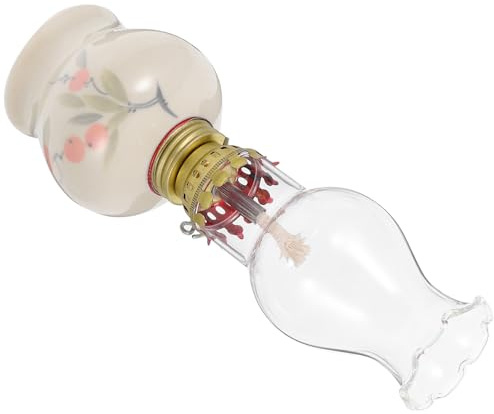 TOYANDONA Retro Keramik Öllaterne mit Glasschirm Antike Petroleumlampe Einstellbare Helligkeit Vintage Camping Laterne für Innenräume und Notbeleuchtung