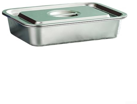 Bandeja para hornear extra profunda de acero inoxidable con tapa para cazuelas de lasaña y asar, apta para horno hasta 260.0 °C (32 × 22 × 7)