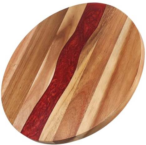 TOYANDONA Tagliere Rotondo in Legno Acacia Piccolo Multifunzionale per Carne, Pane e Formaggi, Tagliere Bifacciale Resistente per Cucina Domestica e Uso Professionale