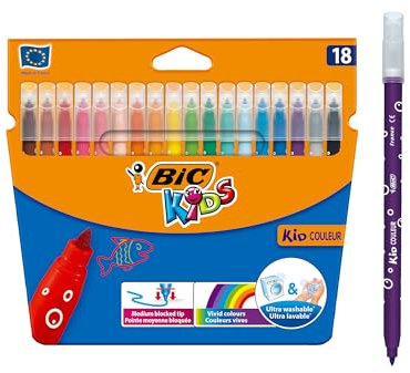 Bic 937508 KIDS Fasermaler Kid Couleur medium, 18er Kartonetui