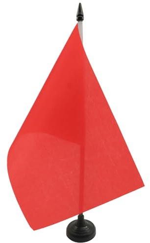 AZ FLAG Drapeau de Table Commissaire de course Rouge 21x14 cm | Usage intérieur Drapeau de bureau de commissaire finition cousue et bords renforcés polyester 100D