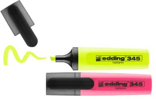 edding 345 Textmarker - gelb, pink - 2 Textmarker - Keilspitze 2-5 mm - ideal für leuchtende Markierungen und Hervorhebung von Textpassagen und Notizen