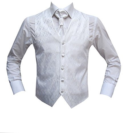 MMUGA Hochzeitwesten Set mit Plastron Niagara Weiß 66