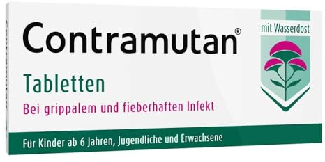 Contramutan® Tabletten | bei Erkältungsbeschwerden | ab 6 Jahren | 40 St | Bei grippalem Infekt, lindert Schnupfen, Hals-, Kopf- & Gliederbeschwerden, homöopathisch mit Wasserdost, ohne Wasser