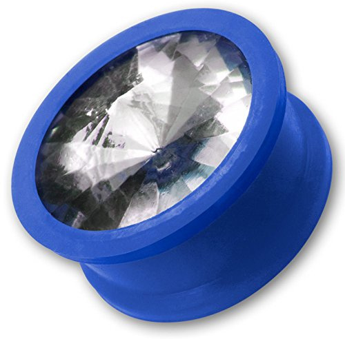 Fly Style Ohr-Plug Silikon Kristall Strass Stein Flesh Tunnel Bunte Farbwahl 6-20 mm st011_WS