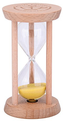Mini-Sanduhr – Holz-Sanduhr, Timer, Holzfarbe, Werkzeug für Zuhause und Restaurant, 1 Minute/3 Minuten 1min Wood + Yellow