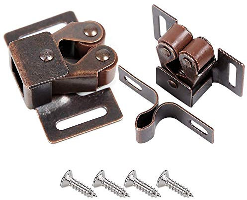 CCUCKY Möbelschnäpper 8 Stück, Messing Doppel-Rollenschnäpper für Schrank, Kleiderschrank Tür Ball Roller Catch,Normale Größe passt für Alle Möbel