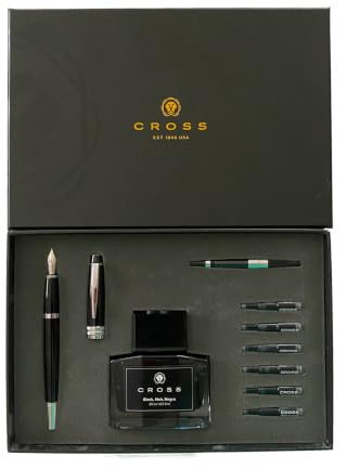 CROSS Bailey Black Lacquer Fountain Pen Gift Set incl. CROSS Black Bottled Ink, Converter and Premium Gift Box