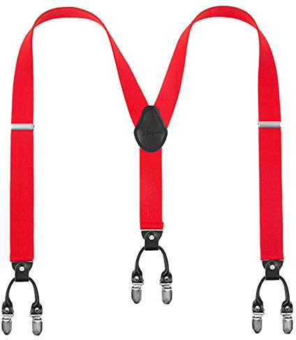 Lafayon Hosenträger Herren mit 6 Clips, Y-Back 3,5 cm Breit Hosenträger Heavy Duty Verstellbar und Elastisch mit Starken Metallklammern und Geschenkverpackung