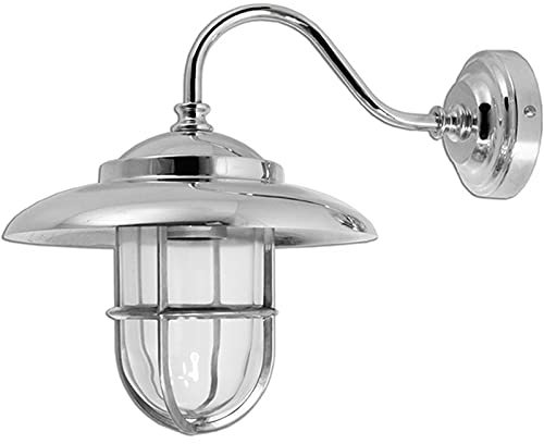 Edle Außenwandleuchte Chrom aus Messing Glas IP43 wetterfest Schiffslampe Laterne Hof Terrasse Haus