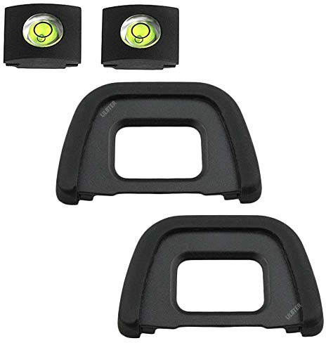 ULBTER D750 Augenmuschel Okular Sucher DK-23 für Nikon D7100 D7200 D7000 D610 D600 D300 D300S Kameras Ersetzt Nikon DK23 Okular, Okularmuschel & Blitzschuhabdeckung-(2 + 2 Stück) | Sucheraugenmuschel DK23 für Nikon D300 D300S Kamera-Augenstück und Blitzschuh-Abdeckung, 2 + 2 Stück