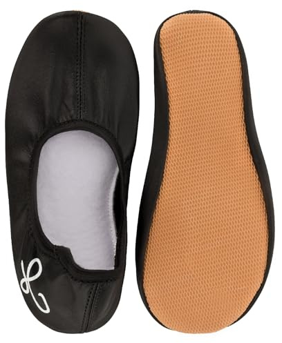Siegertreppchen® Chaussures de Danse en Cuir (24-40) Noir - Ballerines Classiques pour Le Yoga, la Gymnastique, Le Jazz pour Enfants et Adultes
