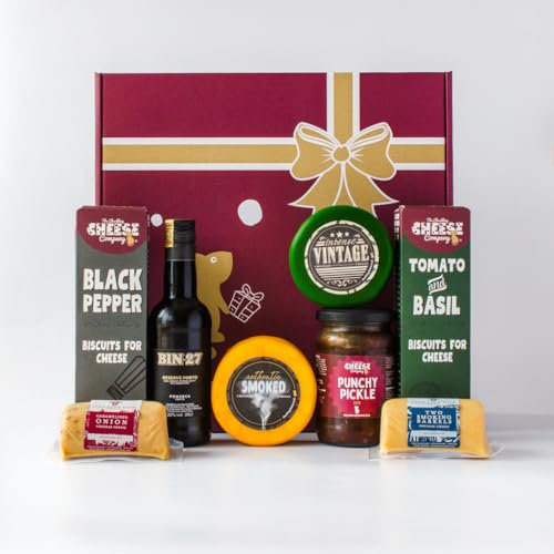 Port and Cheese Gift Hamper - The Ultimate Port Gift Set. Port & Cheese Board Selection Box. Unusual Gifts. Gift Hampers for Couples to Enjoy. The Chuckling Cheese Company.