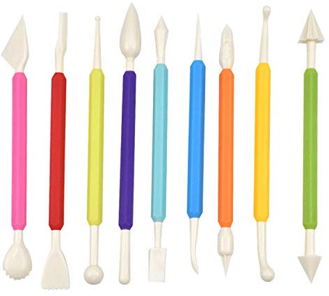 AvoDovA Fondant Modellierwerkzeug, 9 Stk Modellier Werkzeuge Set mit 18 Funktionsteilen, Kuchen Backen Zubehör Werkzeug für Kuchen, Fondant, Torten, Kuchendekoration
