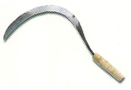 Hoz de Siega Fabricación Artesana para Cortar Hierba, Forraje y Maleza, Nº3, Mango de Madera