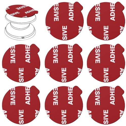 8pcs 3M Sticky Adhesive Replacement Pads for Socket Base Mount,VIIMAKE 1.38 inches Round 3M VHB Double-Sided Adhesive Pads,for Phone Collapsible Grip Stand Back Base Sticker Tapes (Red)