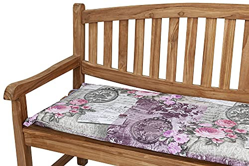 KETTtex 0798 Auflage Gartenbank Florence 150 cm rosa-grau Blumen Landhaus Sitzpolster