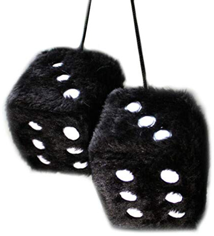 KIMISS Fuzzy Dice Vintage, Auto-Anhänger Zum Aufhängen, Plüschwürfel, Craps, Automobile, Rückspiegel, Zum Aufhängen (Schwarz)