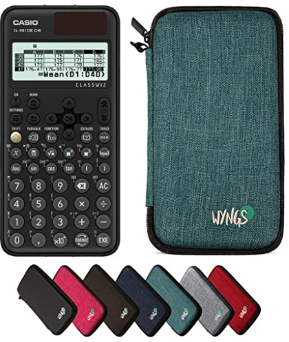Casio fx-991DE CW ClassWiz inkl. WYNGS Schutztasche Türkis - Wissenschaftlicher Taschenrechner - Basic Set