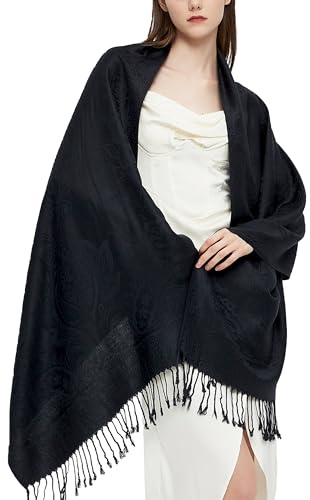 Gragengs Pashmina Schal Wrap mit ethnischen Paisley Two Tone Jacquard Schal für Damen