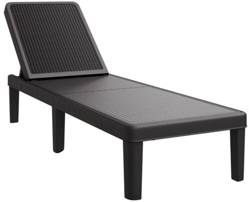 vidaXL 4-Fach Verstellbare Sonnenliege Gartenliege Liege Outdoor Relaxliege Loungeliege Verstellbare Rückenlehne 155,5x57x28cm Polypropylen Schwarz
