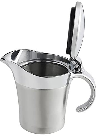 Elegant Stainless Steel Gravy Boat with Secure Lid - 500ml Capacity
