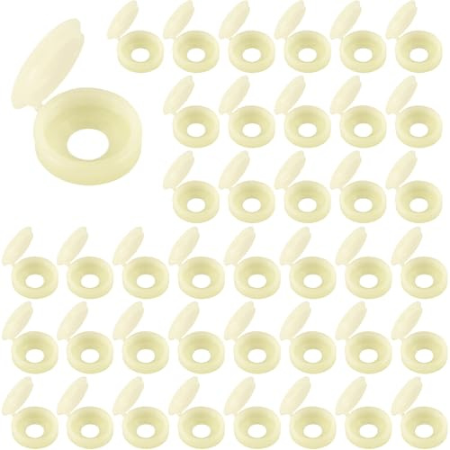 LICQIC Screw Cover Caps, Plastic Hinged Screw Cover Caps, 100 Cream Color