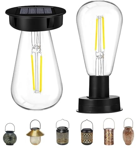 Solarlampen Für Außen | 2 StüCk Solar Glühbirne Solarleuchten Ersatzteile Für Gartenleuchten | 7cm Solarlaterne,Lampions Außen Wetterfest,Solar Hängelampe Outdoor,solar Camping Lampe