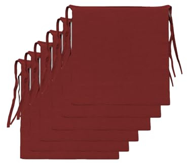 Il Tuo Artigiano Design Set mit 6 Sitzkissen für Küchenstühle, hergestellt in Italien, Stuhlkissen, 40 x 40 cm, Dicke 4 cm, Stoff, Baumwolle und Polyester, Füllung aus Frottee (Bordeaux)