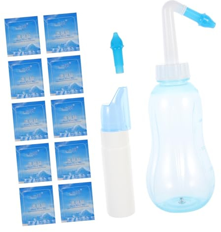 Irrigatore Nasale Blu 500ml in Pp, Set per Pulizia Nasale | Design Portatile, per Ragazzo Ragazza e Adulti, Uso Quotidiano con Soluzione Fisiologica