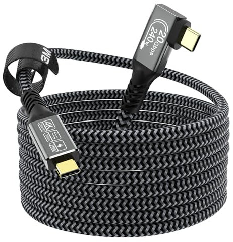 CAKOBLE 3m usb c cable,[20Gbps,240W,4K@144Hz] USB 3.2 Compatible Thunderbolt 4 /Thunderbolt 3 5K@60Hz usbc monitor For iPhone16,MacBook,Samsung 24,90 degree usb c cable