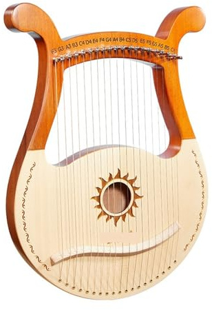 XPJYUA Lyre Harp Lyra 19 Saiten Lyra Harfe Klavier Lyra Harfe 19 Saiten Mahagoni Musikinstrument Mit Ersatz Saiten Aufbewahrungstasche(Light Wood)