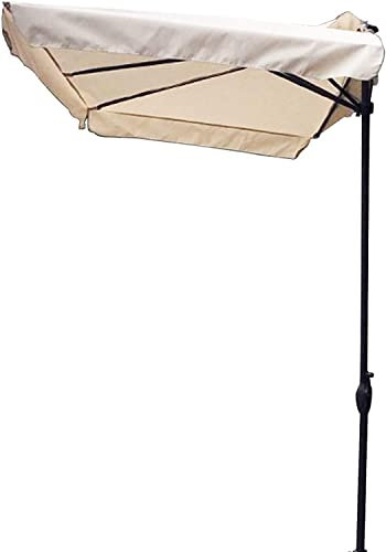 Parasol d'extérieur avec manivelle pour jardin et balcon - 230 cm x 130 cm - Couleur café, blanc, 2.3*1.3m