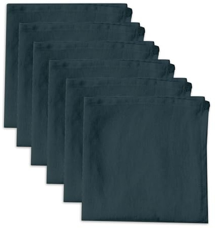Linendo Leinenservietten, 100% reines Leinen, Marineblau, 38 x 38 cm, 6 Stück, europäischer Flachs, Servietten aus Leinen, Waschbar Wiederverwendbar Stoffservietten