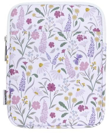 Dadanism 6-7 Inch Padded Sleeve for 7 Kindle Colorsoft Signature Edition and All-New Kindle Paperwhite, Protective Pouch Bag Carrying Case for 6 K-indle/K-indle Oasis/Kobo E-Reader, Purple Floral