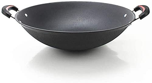 GAOAZHEN Sartén de Hierro Fundido, Olla Grande, Wok de Fondo Redondo, sartén Antiadherente de Doble Oreja sin Revestimiento, Cacerola, ollas de Cocina seleccionadas, Utensilios de Cocina Chinos