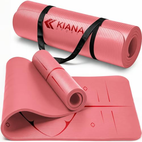 KIANA SPORTS Gymnastikmatte Premium inkl. Tragegurt | Rutschfeste Sportmatte & Fitnessmatte | Yogamatte Dick | Pilates Matte für Zuhause | Phthalatfreie Yoga Matte | Trainingsmatte & Yoga Mat