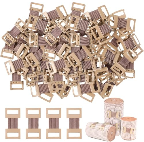 100 Stück Verbandklammern,Binden Verband,Schwiegermutter Klammer,Elastischer Verband,Elastische Binde Elastische Bandage Clips, Stretch Metall Bandage Clip,Schokoladenfarbe, Aluminium
