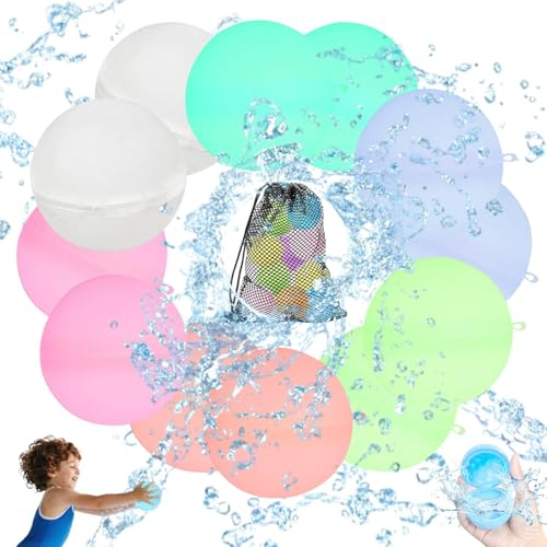 Wiederverwendbare Wasserbomben, Silikon-Wasserballons, mehrfarbige Wasserbälle für Kinder ab 3 Jahren, Pool, Strand und Outdoor-Spaß, 12 Stück