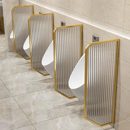 GLJTUO Trennwand Für Öffentliche Toiletten Für Männer, Wandmontierte Urinal-Trennwand, Sichtschutz, wasserdichte Schallwand, Toilettentrennwand Aus Edelstahlglas, Toilettenschut,Gold-1pcs