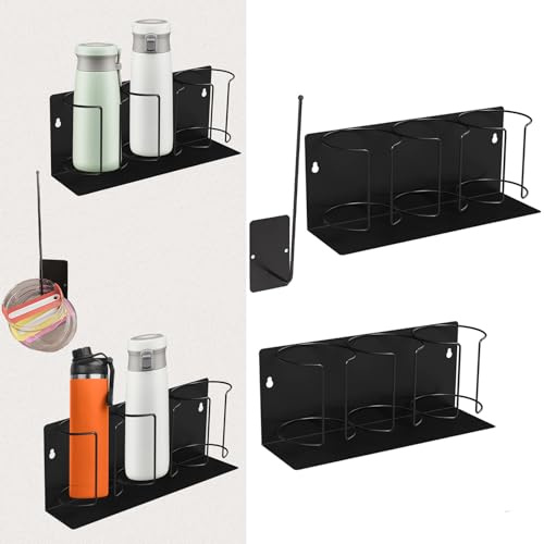 Inscrip Soporte magnético para bebidas, 3 compartimentos, nevera/armario, soporte magnético para vasos, soporte para bebidas, refrigerador, soporte magnético para botellas de agua con ganchos