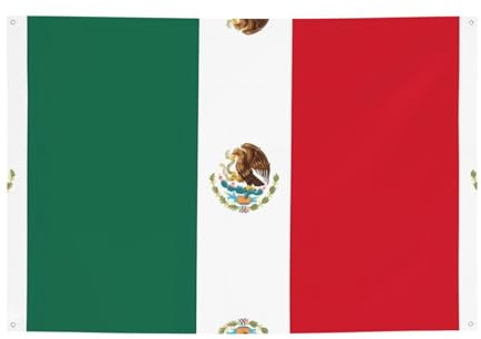 FDGBNM Bandera de México Vibrante Bandera de México 47 x 17 pulgadas, resistente a los rayos UV, a prueba de decoloración, 4 ojales, para uso en interiores y exteriores.