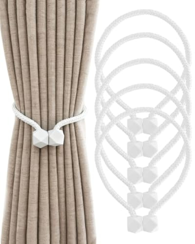 HUVZOR Nutabevr 5 Piezas Alzapaños de Cortina Magnéticos, Sujeta Hebillas Cortinas para Decoración del Hogar, para la Decoración de la Ventana del Hotel Home Office（Blanco）