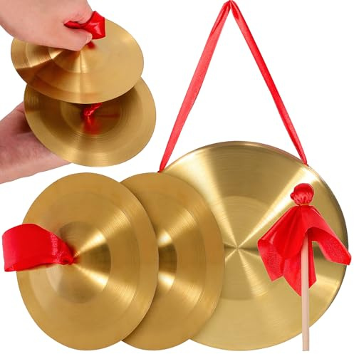 JOINPAYA Gong y Platillos Instrumento Musical de Gong de Mano Maza Platillos para Practicar Casa o Escenario