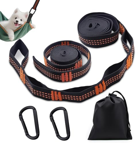 Itharon 2er Pack Hängematte Befestigung, 3 m x 2,5 cm Hängematten Aufhängung, Hängematten Befestigung mit 2 Hakenkarabinern, Aufbewahrungstasche, Schaukel Befestigung für Camping max 300 kg