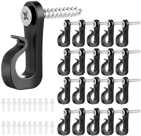 Ulmervion 20 Pcs Screw in Hooks for Outdoor String Lights, Q-Hanger Screw Hooks for Patio Decor, Christmas Lights, and Fairy Lights for New Year Holiday Party