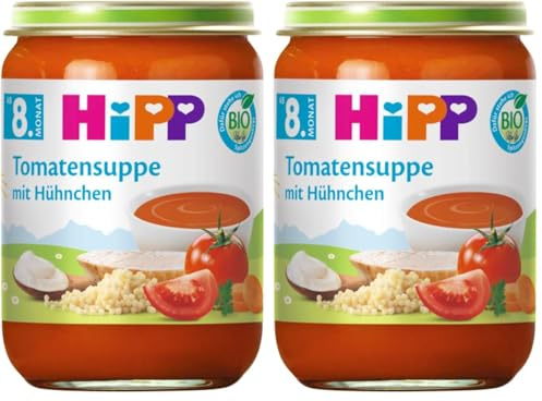 HiPP Bio Tomatensuppe mit Hühnchen (6 x190g), ab 8. Monat, ohne Zusatz von Salz, mit feinen Stückchen - zum Kauenlernen, mit Omega 3, in bester Bio-Qualität (Packung mit 2)