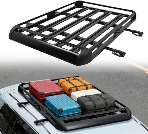 Dachkorb Dachgepäckträger Auto, 140×100 cm Dachgepäckträger Universal aus Aluminium,100-135cm Einstellbare Breite, Dachgepäckträger & -Boxen für Auto Offroad Frachtkorb, Tragfähigkeit von 150kg